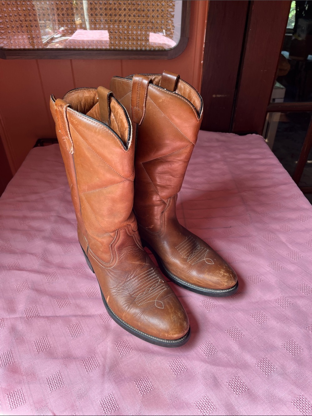 Wolverine Tan Leather Western Cowboy Boots